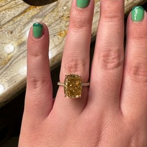 7ct 9x12mm yellow moissanite ring 10k yellow gold
